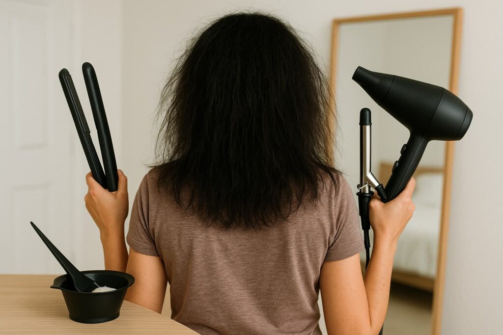 cabello tratado o expuesto al calor